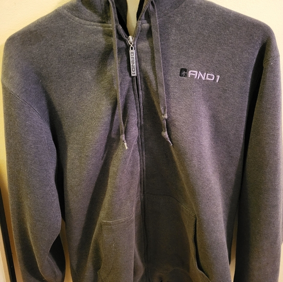And1 Zip-up Hoodie Y2K Men's XL dark gray weathered - Picture 1 of 8